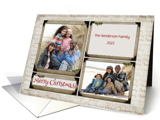 Merry Christmas Word Art, Photo Corners Holiday Photo card (1175134)