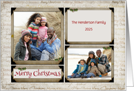 Merry Christmas Word Art, Photo Corners Holiday Photo Card