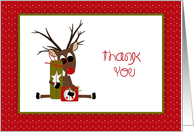 Cute Reindeer, Holiday Gift Thank You Card