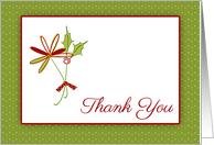 Holly, Green Polka Dots, Holiday Gift Thank You Card