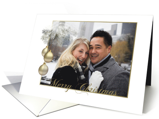 Gold Ornaments, Tree Branches, Merry Christmas Photo card (1177608)