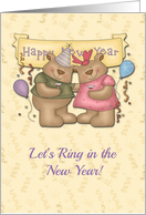 Toasting Bear Couple, New Year Party Invitation card