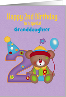 Second Birthday, Granddaughter, Bear, Customizable Relation card