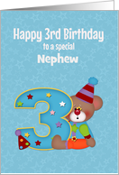 Third Birthday, Nephew, Bear, Customizable Relation card