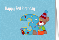 Third Birthday, Bear, Number Three card