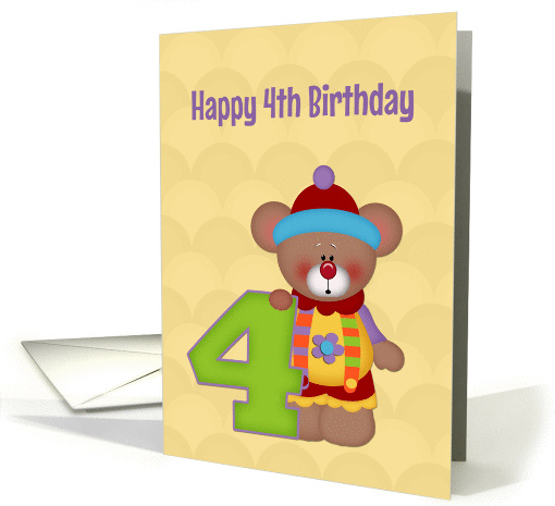 Fourth Birthday, Bear, Number Four card (1181000)