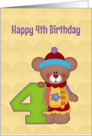 Fourth Birthday, Bear, Number Four card