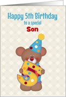 Fifth Birthday, Bear, Number Five, Son, Customizable Relation card