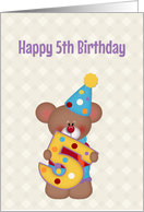 Fifth Birthday, Bear, Number Five card