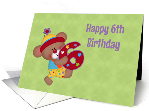 Sixth Birthday, Bear, Number Six card (1181426)
