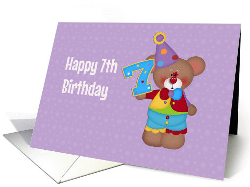 Seventh Birthday, Bear Clown, Number Seven card (1181884)