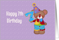 Seventh Birthday, Bear Clown, Number Seven card