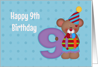 Ninth Birthday, Bear, Number Nine card