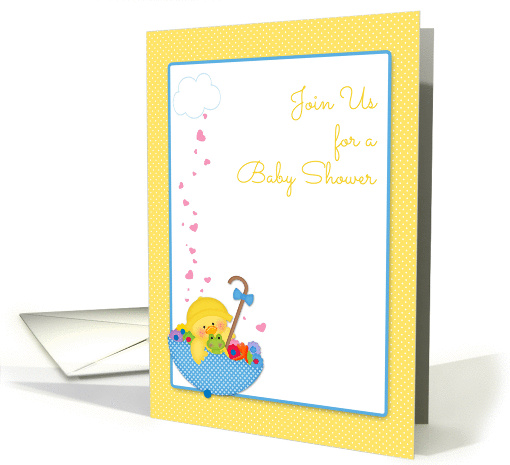 Yellow Duck, Umbrella, Hearts, Baby Shower Invitation card (1183780)