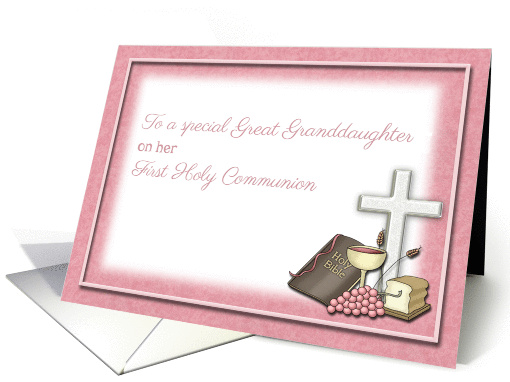 First Holy Communion Symbols, Congratulations Great Granddaughter card