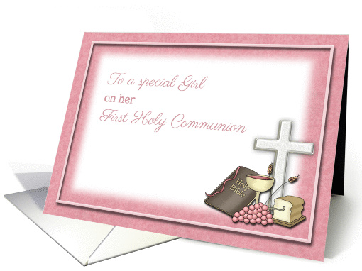 First Holy Communion Symbols, Congratulations Special Girl card