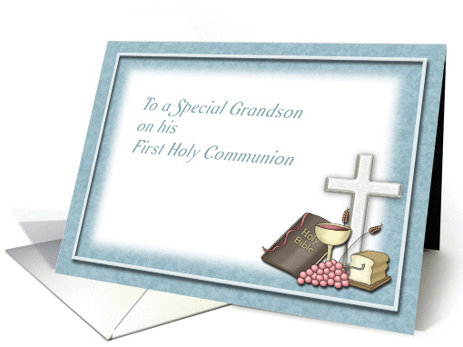 First Holy Communion Blessings, Congratulations Grandson card