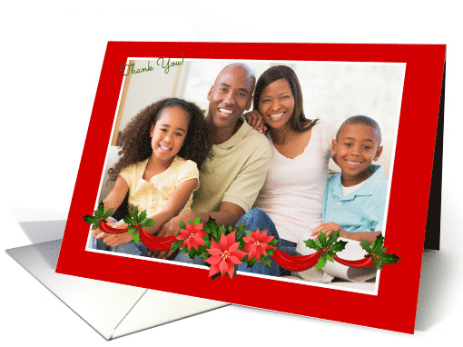 Poinsettia Garland, Holiday Thank You Photo card (1187014)