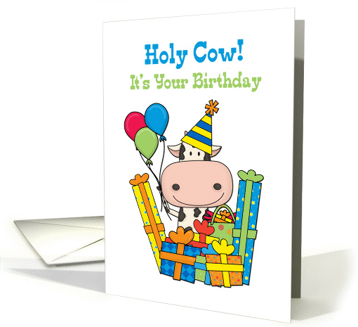 Funny Cow with Gifts, Birthday card (1187066)