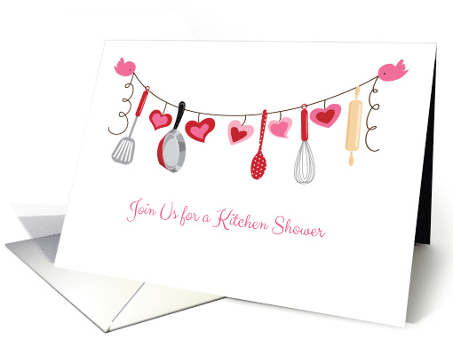 Kitchen Utensils, Heart Garland Kitchen Bridal Shower Invitation card