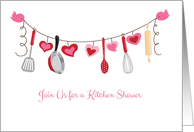 Kitchen Utensils, Heart Garland Kitchen Bridal Shower Invitation card