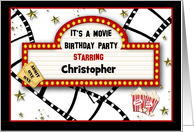 Movie Marquee, Customizable Name, Birthday Invitation card