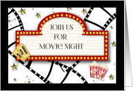 Movie Marquee, Movie Night Invitation card