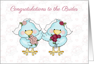 Cute Bride Birds, Lesbian Wedding Congratulations card