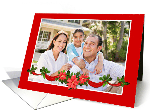 Poinsettia Garland, Holiday Photo card (1187742)