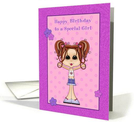 Cute Brunette Teen, Happy Birthday card (1187826)