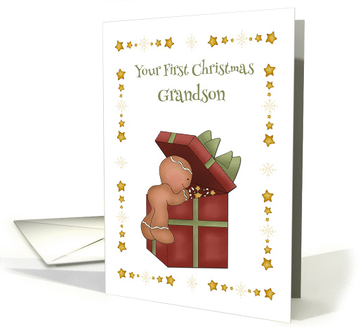 First Christmas for Grandson, Gingerbread Baby card (1190542)