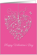Filigree Heart, Pink, Valentine’s Day card