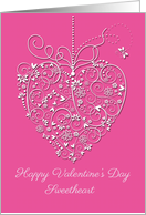 Filigree Heart, Pink, Valentine’s Day for Sweetheart card