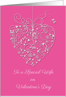 Filigree Heart, Pink, Valentine’s Day for Wife card