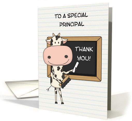 Cute Cow, Blackboard, Thank You, Principal card (1193592)