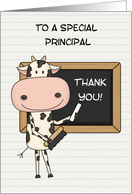 Cute Cow, Blackboard, Thank You, Principal card