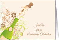 Popping Cork, Champagne Bottle, Anniversary Party Invitation card