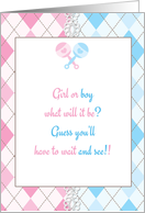 Pink, Blue Argyle, Gender Reveal Invitation card