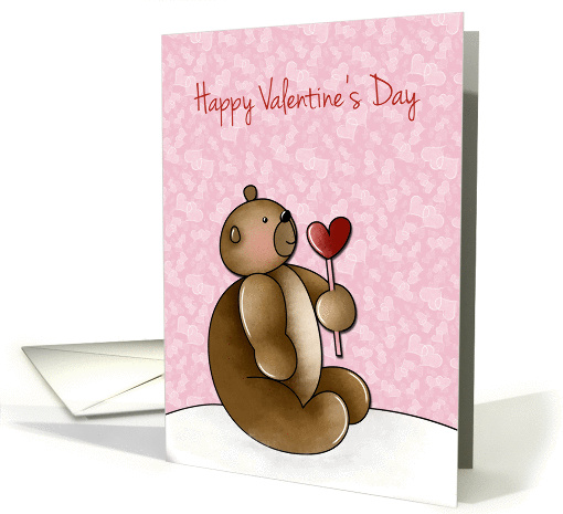 Cute Bear, Heart Lollipop, Valentine's Day card (1194070)