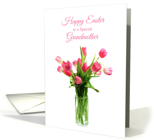 Pink Tulips in Vase, Easter, Grandmother card (1195616)