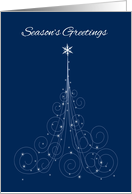 White Swirled Tree, Navy Blue, Season’s Greetings card