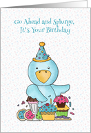 Blue Bird with Sweet Treats, Birthday Greeting card