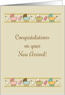 Baby Carriage Border, New Baby Congratulations card