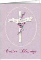 White Cross, Flowers, He is Risen, Easter Blessings card