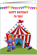 Juggling Clown, Circus Tent, Birthday Greeting card