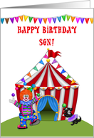 Juggling Clown, Circus Tent, Son Birthday Greeting card