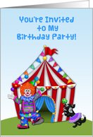 Juggling Clown, Circus Tent, Birthday Party Invitation card