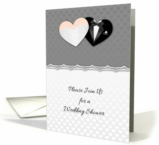 Bride, Groom Wedding Wear Hearts, Wedding Shower Invitation card