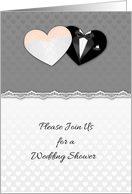 Bride, Groom Wedding Wear Hearts, Wedding Shower Invitation card