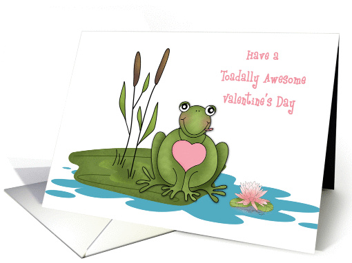 Cute Frog, Lily Pad, Toadally Awesome Valentine's Day Greeting card